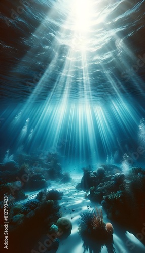 World oceans day wallpaper with underwater scene.