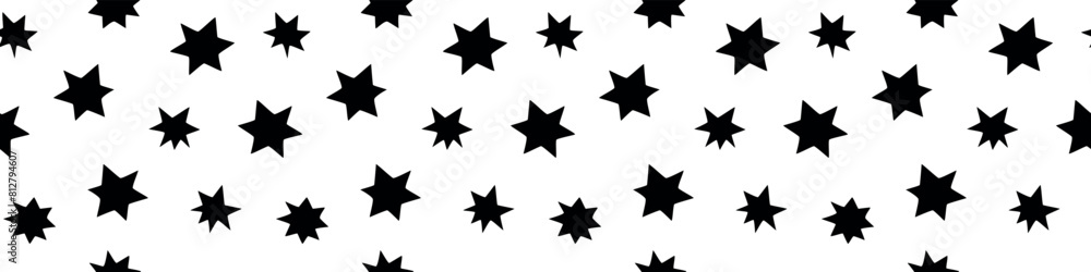 Seamless pattern with black stars. Night sky, space, astronomy background. Kids texture. Nursery prints for textile, apparel, wrapping paper Seamless pattern with black stars. Night sky, space, astronomy background. Kids texture. Nursery prints for textile, apparel, wrapping paper