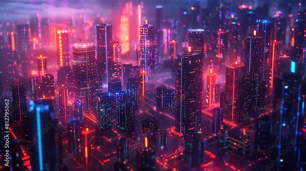 Top view of a cityscape with IoT devices for public health monitoring, side view, Health monitoring web, digital binary as object, Vivid Top view of a cityscape with IoT devices for public health monitoring, side view, Health monitoring web, digital binary as object, Vivid