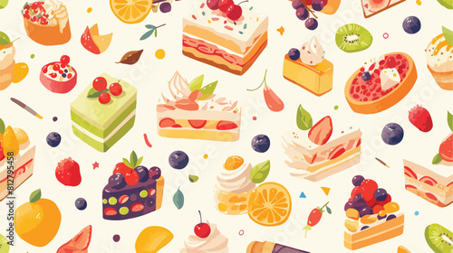 Cakes and cookies seamless pattern in sketch style