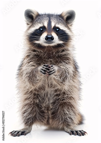 Rare Raccoon Standing Erect, Captivating Portrait