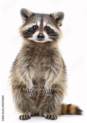 Adorable Raccoon Standing on Hind Legs, Ready for Adoption