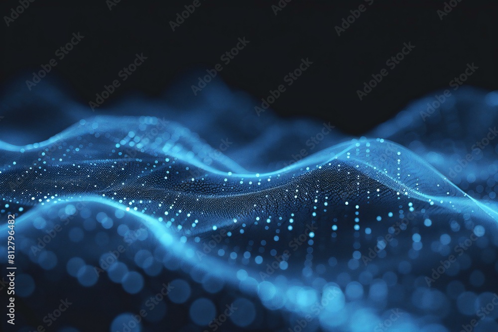 © Nam - Digital image of  abstract blue wave with dots on black background
