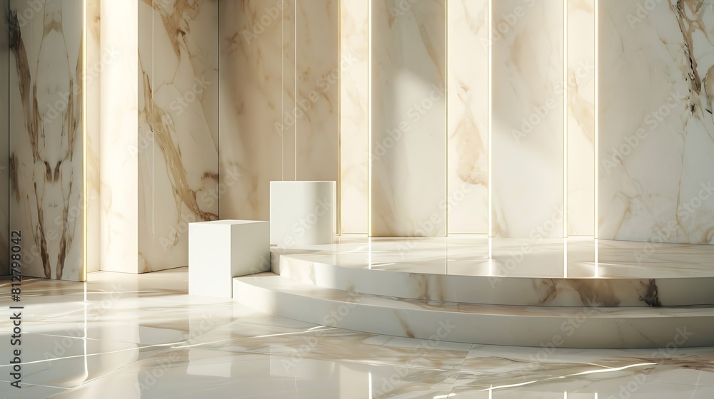 Luxury stone marble podium pedestal product display podium for cosmetic and skin care : Generative AI