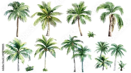 Lush Tropical Palm Trees Swaying in Warm Sunny Beachfront Landscape