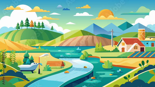 Rural Environmental Concerns: Pesticide and Fertilizer Pollution. Perfect for: Environmental awareness campaigns, agricultural sustainability initiatives, Educational materials, advocacy posters.