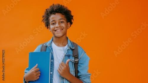 A Cheerful Teenager with Backpack photo