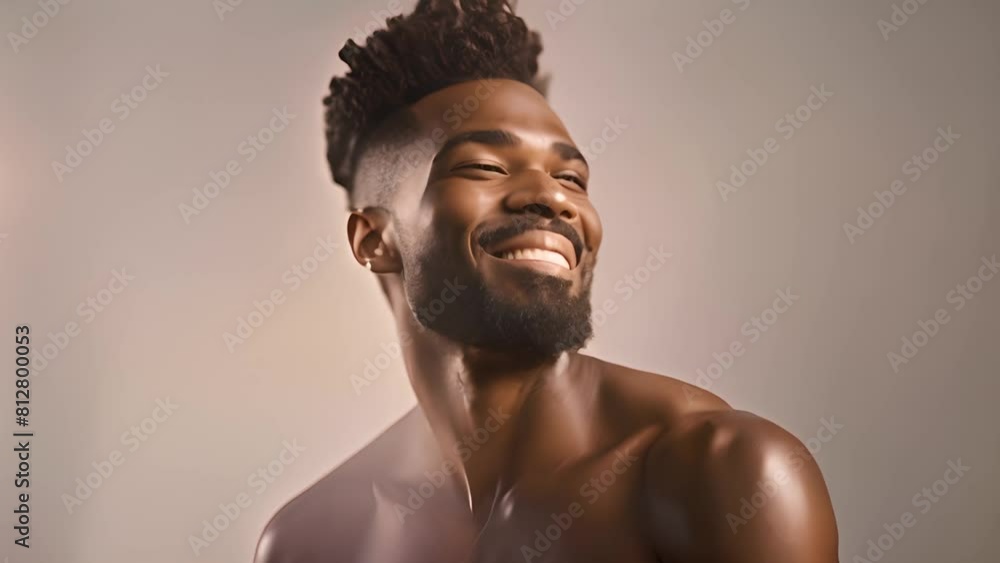 Shirtless Black Man Posing for Camera Generative AI Stock Video | Adobe ...