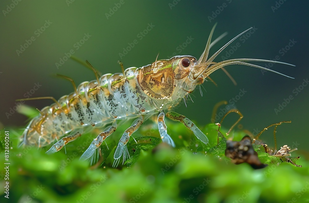 Transparent Crayfish with Algae in a Microhabitat Transparent Crayfish with Algae in a Microhabitat