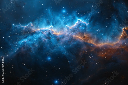 Depicting a the nebula has been placed in the blue light, high quality, high resolution photo