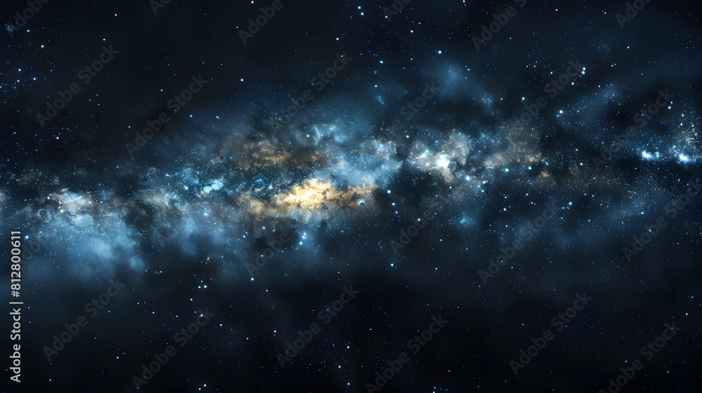 A dark blue Milky Way galaxy, with the black background.
