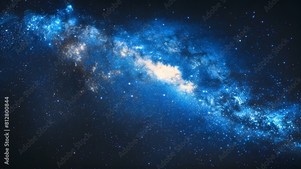Fototapeta premium A dark blue Milky Way galaxy, with the black background. 