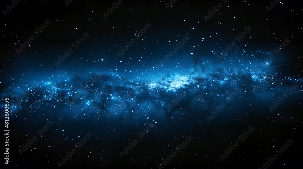 Fototapeta premium A dark blue Milky Way galaxy, with the black background. 