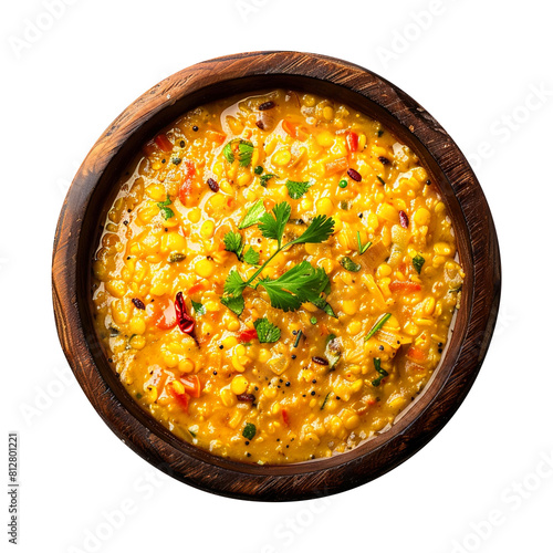 Delicious dal khichadi in a bowl top view isolated on transparent background Remove png, Pen tool photo