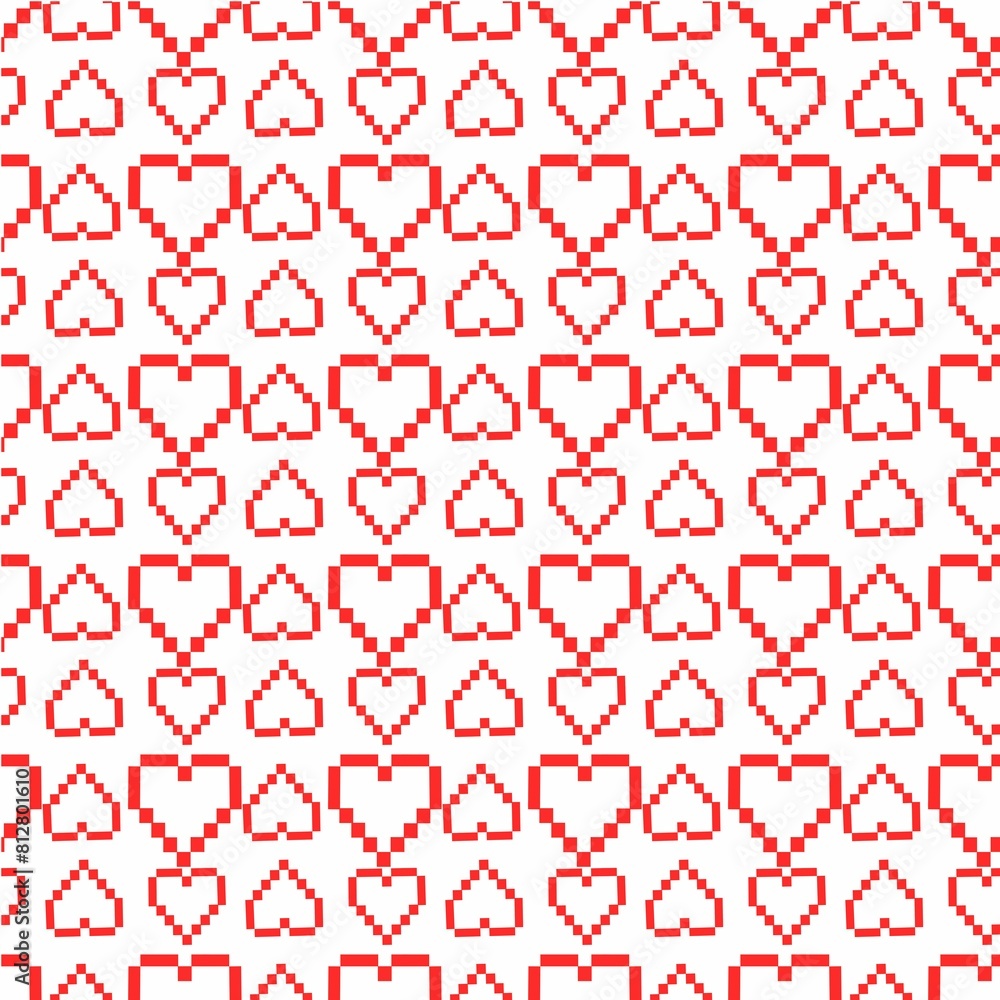 Pattern with red pixel hearts Pattern with red pixel hearts