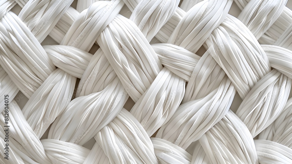 White braided background, 3D rendering of white rope texture. White braid pattern with a wide frame.
White braided background, 3D rendering of white rope texture. White braid pattern with a wide frame.