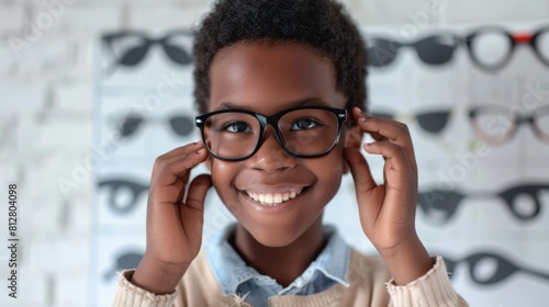 Child Trying on New Eyeglasses