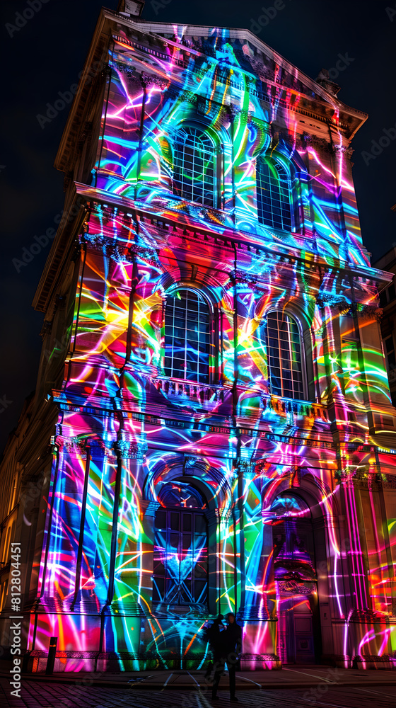 Spectacular Display of VJ Projection Mapping on Architectural Facade