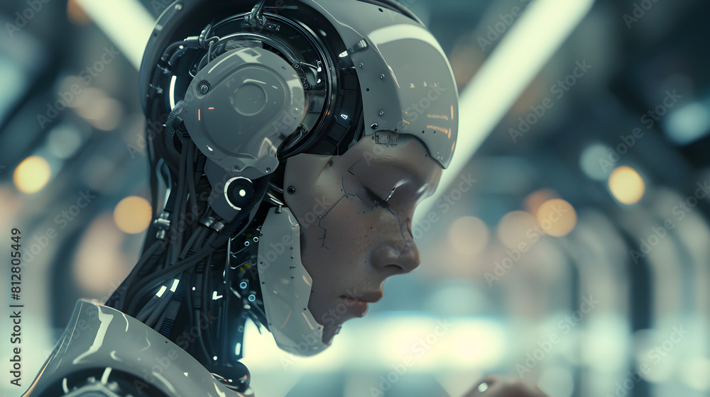 Fototapeta premium Beyond Binary: Exploring the Human-Machine Interface