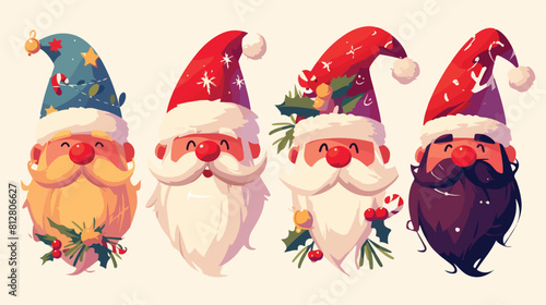 Cartoon hipster or Santa Claus beard with mustache © iclute4
