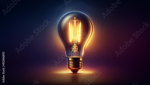 illuminated Edison light bulb against a dark background