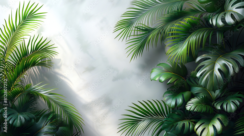 Realistic Palm Leaves and Shrubs on Transparent Background Realistic Palm Leaves and Shrubs on Transparent Background