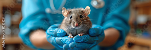 Veterinarian Examining Rat in Clinic photo