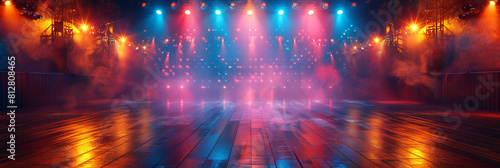 Retro Dance Floor Under Colorful Spotlights
