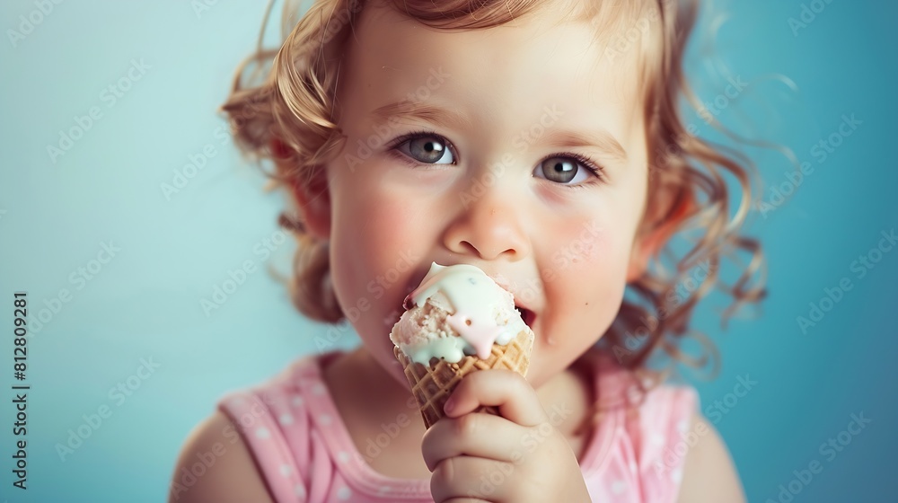 The child enjoys a delicious and cool ice cream : Generative AI