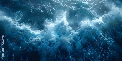 Turbulent Oceanic Seascape with Crashing Waves and Powerful Swirling Currents photo