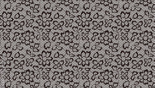 Black lace fabric with flowers