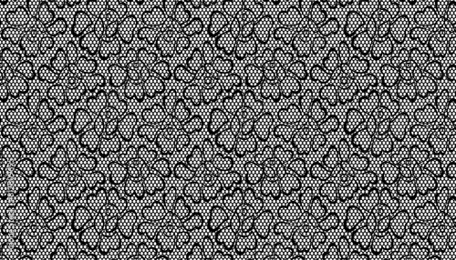 Black lace fabric with flowers