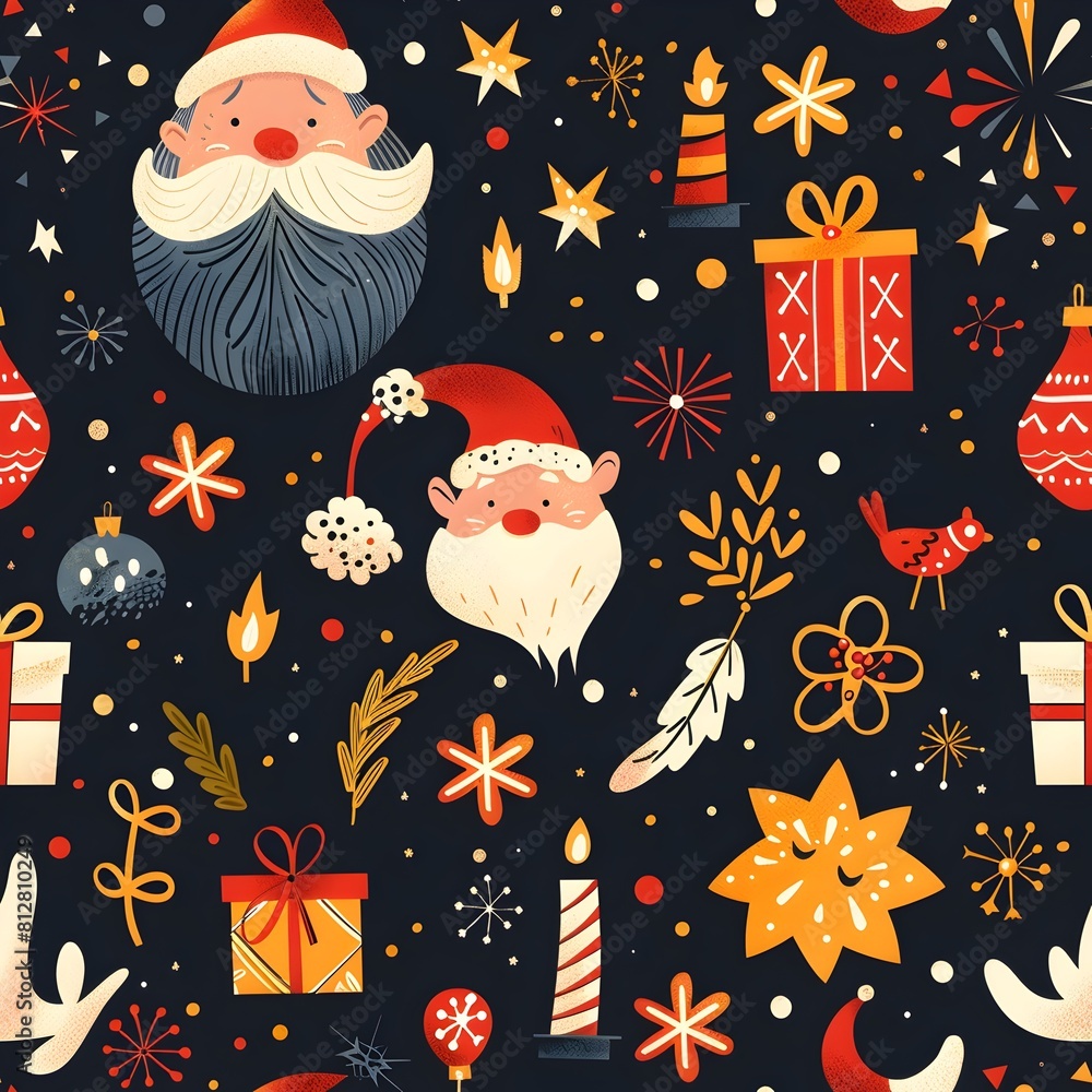 Joyful Christmas Elements with Santa Claus Reindeer and Festive in Snowy Winter Wonderland Background Joyful Christmas Elements with Santa Claus Reindeer and Festive in Snowy Winter Wonderland Background