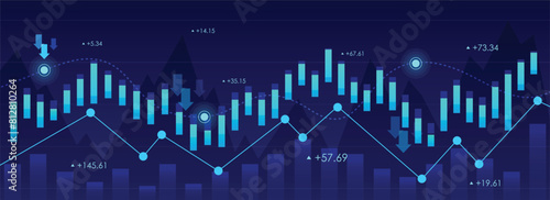 Abstract financial graph diagrams background