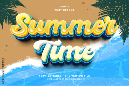 Summer Time 3d text style effect template editable