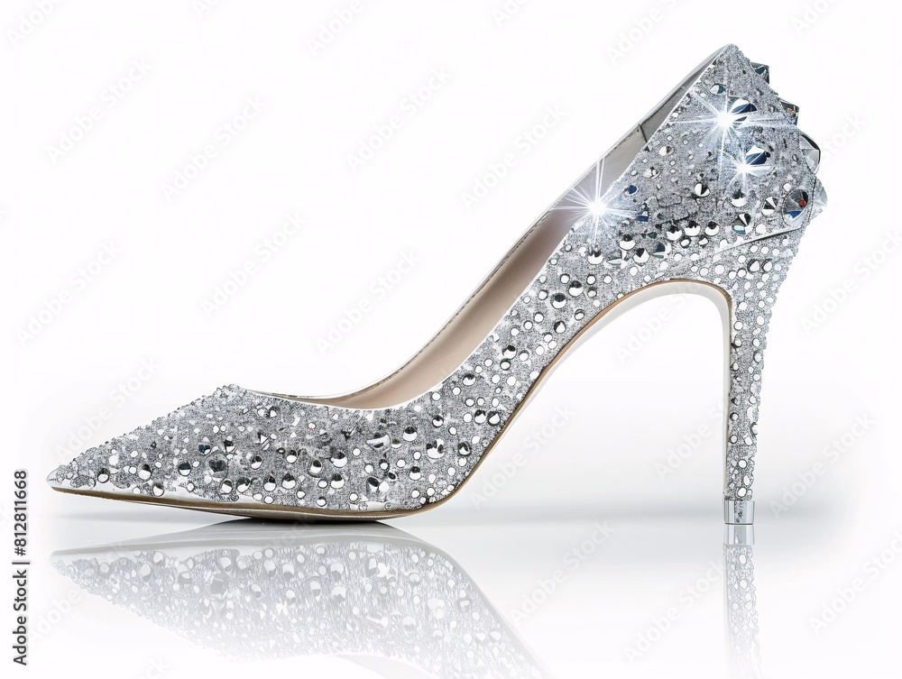 Elegant High Heel Shoe with Sparkling Jewels, Showcasing Glamorous Footwear Design Elegant High Heel Shoe with Sparkling Jewels, Showcasing Glamorous Footwear Design