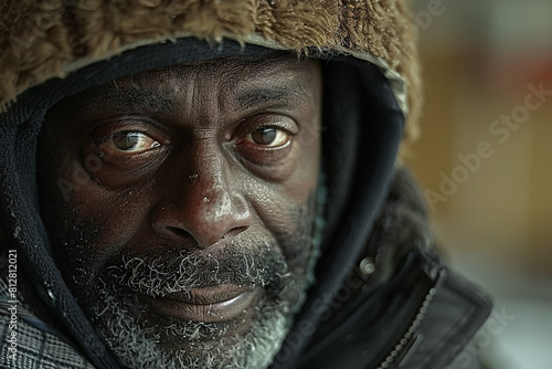 Homeless grandfather, loneliness and despair on the streets. © Pavel
