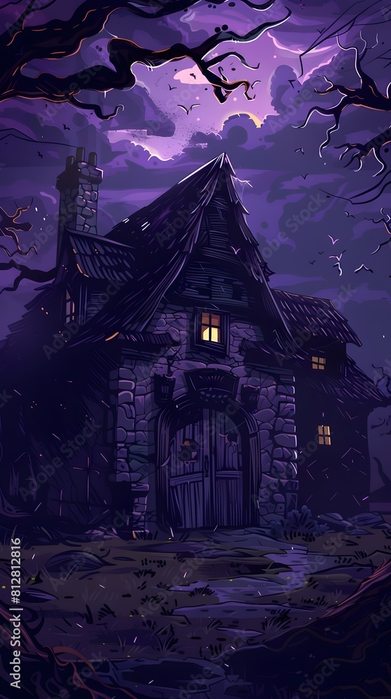Ominous Haunted Mansion Under a Stormy Dark Sky with Lightning and Mysterious Atmosphere Ominous Haunted Mansion Under a Stormy Dark Sky with Lightning and Mysterious Atmosphere