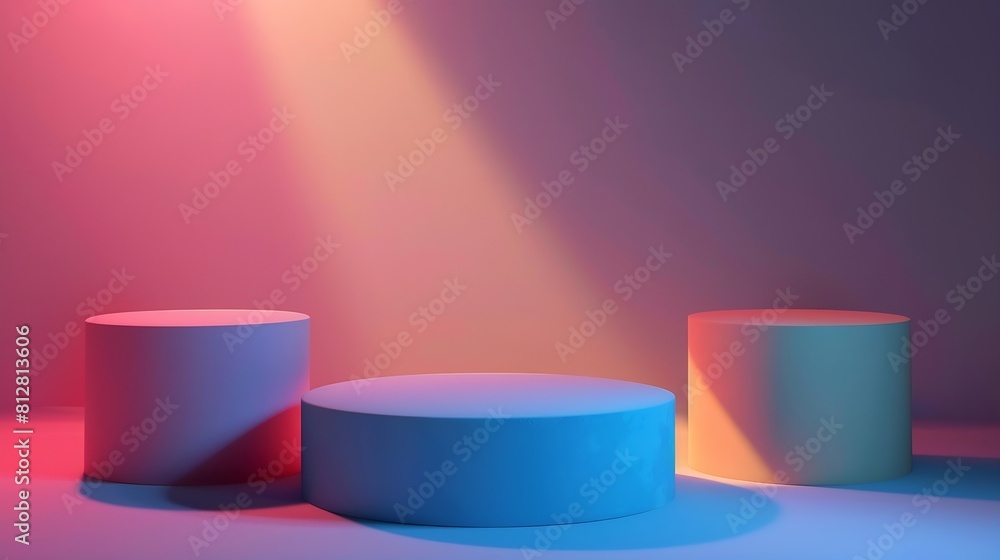 Decorative podiums isolated on white background : Generative AI Decorative podiums isolated on white background : Generative AI