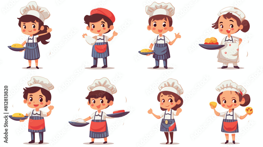 Children chefs cartoon vector illustration isolated