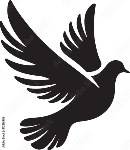 Flying Dove silhouette Pigeon black icon on white background