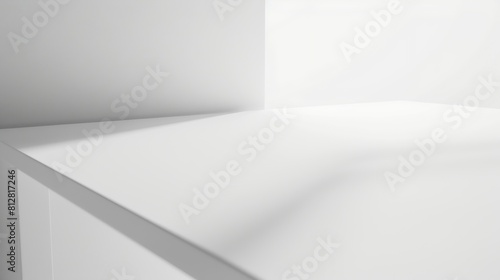 Empty white table top mock up white desk and white background : Generative AI