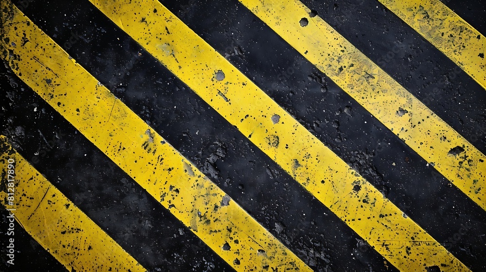 Fototapeta premium Grunge yellow and black diagonal stripes black and yellow warning line striped background : Generative AI