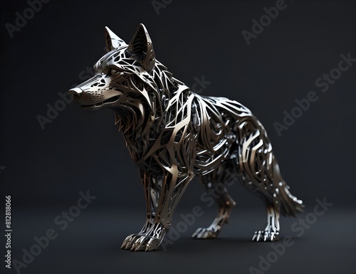 Metal wolf symbol  best for 3D Printed Models. generative AI