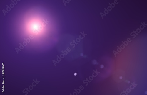 Lens flare glow light effect on black. image of rays purple light effects, overlays or flare isolated on black background for design. abstract lens flare light over black background