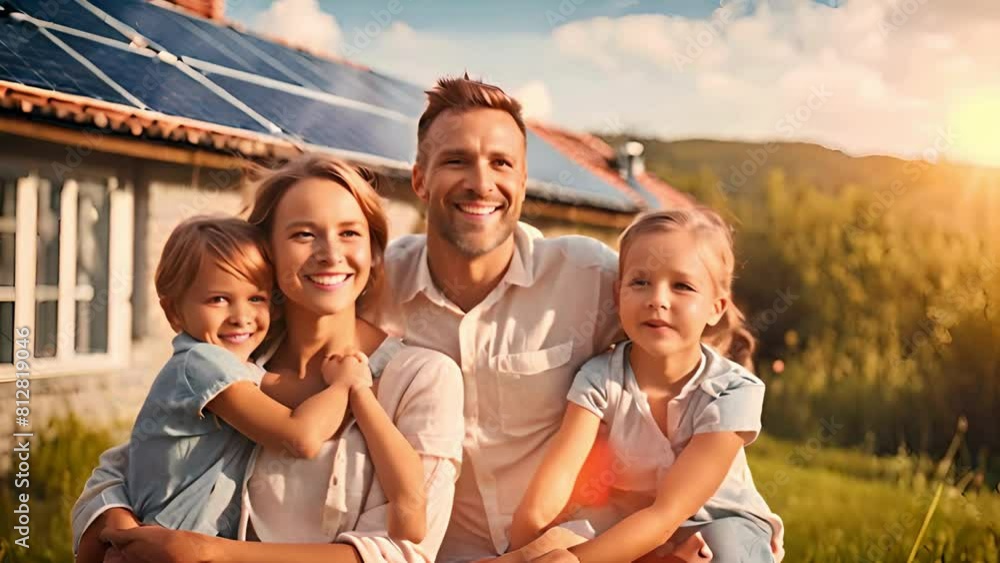 Green Living. A Family’s Happiness at Their Solar-Equipped Home Green Living. A Family’s Happiness at Their Solar-Equipped Home