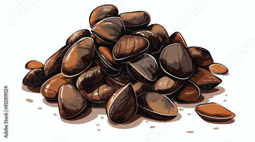Clams mussels seafood sketch style illustration iso