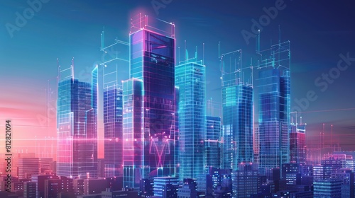 Smart Digital City Concept. Urban Architecture High Towers Concept of the Future City AI generated