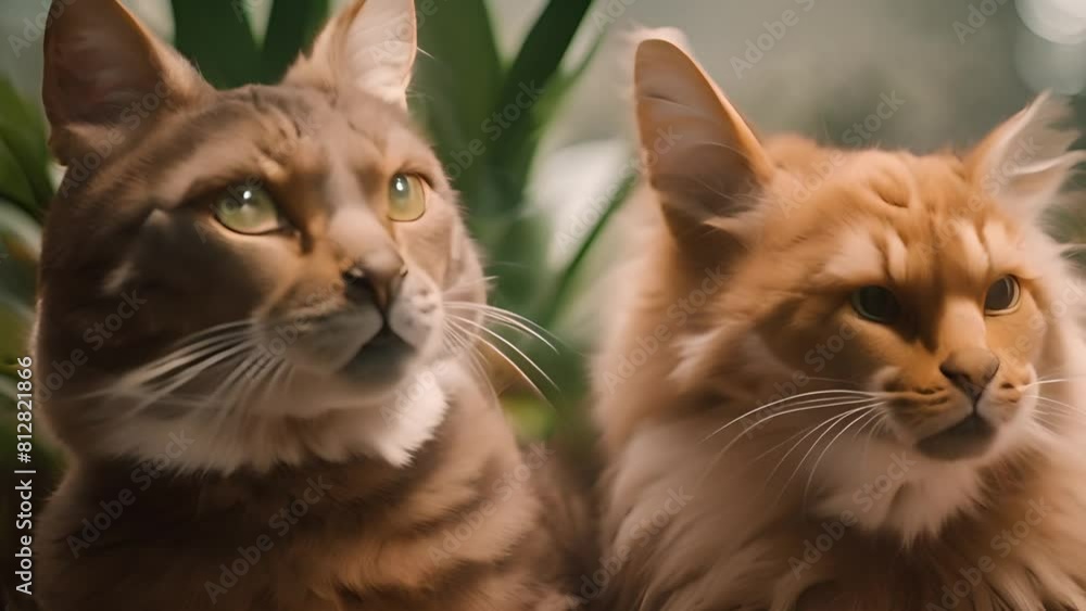 Two Cats Sitting Together Looking at Camera Generative AI Two Cats Sitting Together Looking at Camera Generative AI