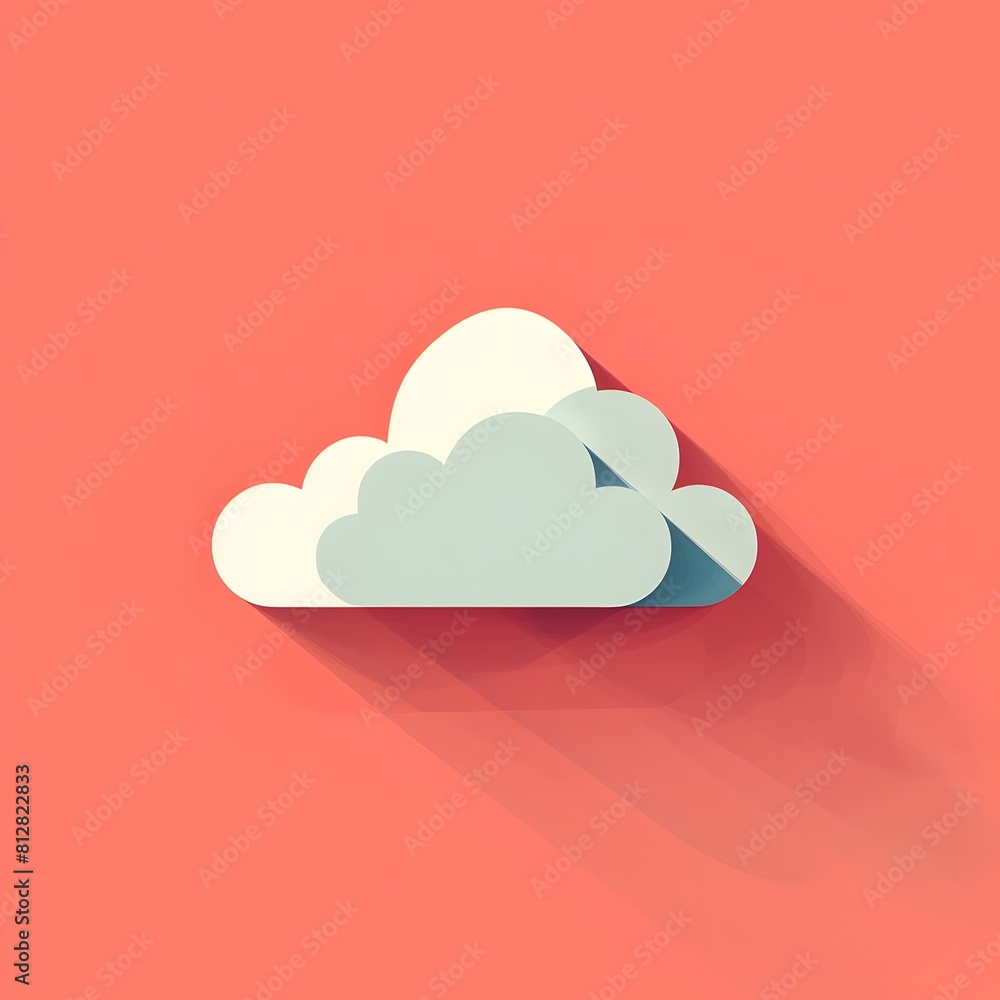 A cloud is drawn on a red background A cloud is drawn on a red background